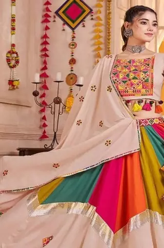 Embroidered Square Neck Thread Work Ready to Wear Lehenga & Blouse With Dupatta