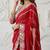 Red Color Embroidery work of Malti Color Thread With Real Mirror Faux Georgette Saree
