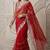Red Color Embroidery work of Malti Color Thread With Real Mirror Faux Georgette Saree