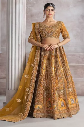 Embroidered Thread Work Semi Stitched Lehenga & Unstitched Blouse With Dupatta