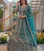 Notable Sea Green Sequins Net Reception Wear Lehenga Choli