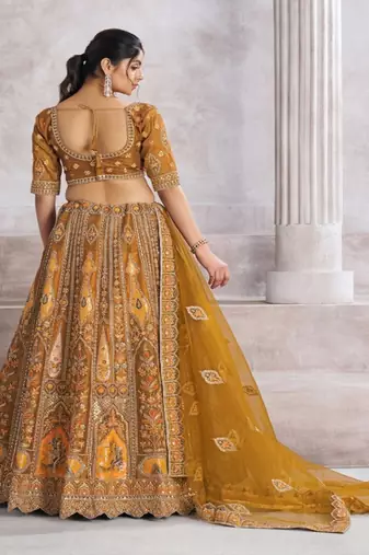 Embroidered Thread Work Semi Stitched Lehenga & Unstitched Blouse With Dupatta