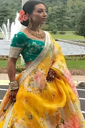 Women Embroidered Semi Stitched Organza Lehenga & Unstitched Blouse With Dupatta