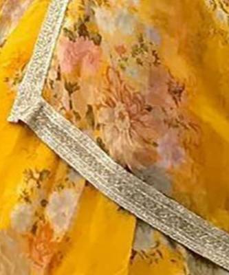 Women Embroidered Semi Stitched Organza Lehenga & Unstitched Blouse With Dupatta 3