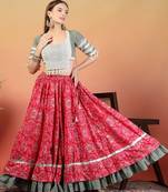 Women Cotton Solid Lehenga Choli
