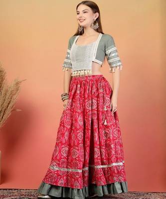 Women Cotton Solid Lehenga Choli 3