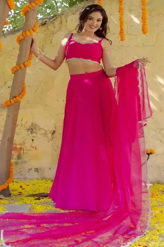 Embellished Georgette Ready To Wear Lehenga & Blouse With Dupatta