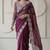 Wine Color Embroidery work of Malti Color Thread With Real Mirror Faux Georgette Saree