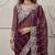 Wine Color Embroidery work of Malti Color Thread With Real Mirror Faux Georgette Saree