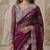 Wine Color Embroidery work of Malti Color Thread With Real Mirror Faux Georgette Saree