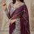 Wine Color Embroidery work of Malti Color Thread With Real Mirror Faux Georgette Saree