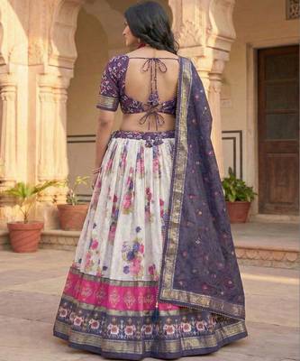 Printed Foil Print Ready to Wear Lehenga & Unstitched Blouse With Dupatta 4