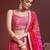 Pink & Red Embellished Mirror Work Khari Print Semi Stitched Lehenga & Unstitched Blouse With Dupatta