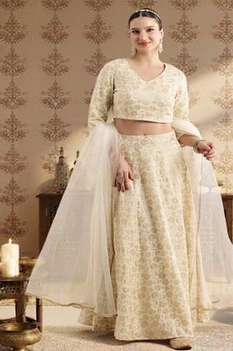 Jashn Foil Print Lehenga & Blouse With Dupatta
