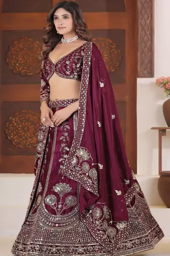 Embellished Beads and Stones Semi Stitched Lehenga & Unstitched Blouse With Dupatta