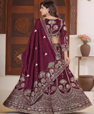 Embellished Beads and Stones Semi Stitched Lehenga & Unstitched Blouse With Dupatta 3