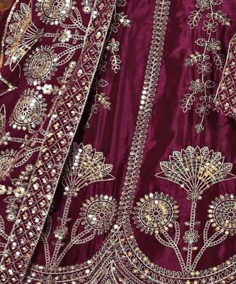 Embellished Beads and Stones Semi Stitched Lehenga & Unstitched Blouse With Dupatta 4