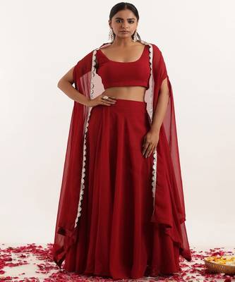 Georgette Ready To Wear Lehenga & Blouse With Dupatta 1