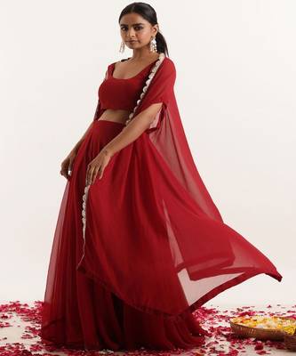 Georgette Ready To Wear Lehenga & Blouse With Dupatta 4