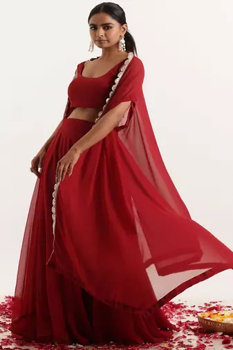 Georgette Ready To Wear Lehenga & Blouse With Dupatta