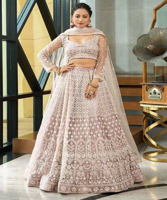 Embroidered Thread Work Semi Stitched Lehenga & Unstitched Blouse With Dupatta 1