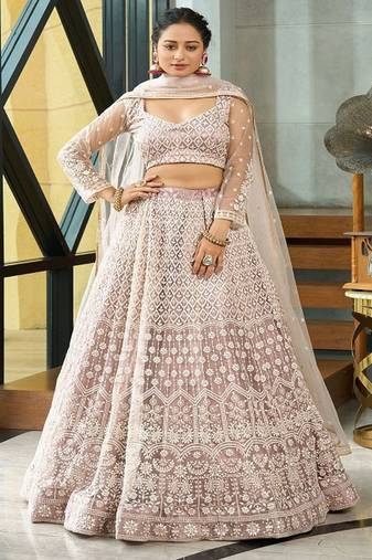 Embroidered Thread Work Semi Stitched Lehenga & Unstitched Blouse With Dupatta