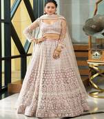 Embroidered Thread Work Semi Stitched Lehenga & Unstitched Blouse With Dupatta