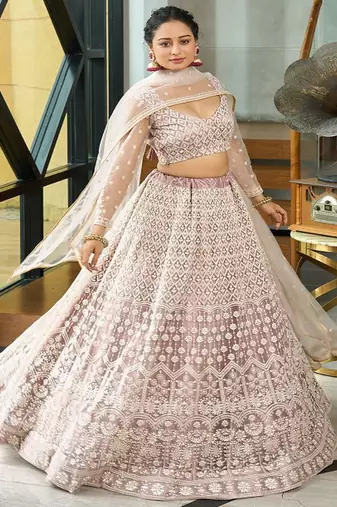 Embroidered Thread Work Semi Stitched Lehenga & Unstitched Blouse With Dupatta