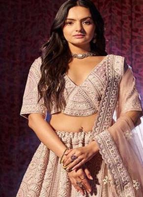 Embroidered Beads and Stones Semi Stitched Lehenga & Unstitched Blouse With Dupatta 1