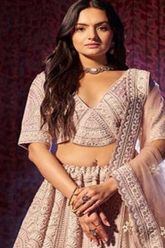 Embroidered Beads and Stones Semi Stitched Lehenga & Unstitched Blouse With Dupatta