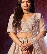 Embroidered Beads and Stones Semi Stitched Lehenga & Unstitched Blouse With Dupatta