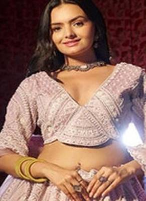 Embroidered Beads and Stones Semi Stitched Lehenga & Unstitched Blouse With Dupatta 2