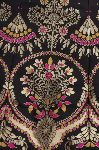 Black & Pink Ready to Wear Lehenga & Unstitched Blouse With Dupatta