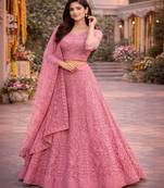 Embellished Thread Work Semi Stitched Lehenga & Blouse With Dupatta