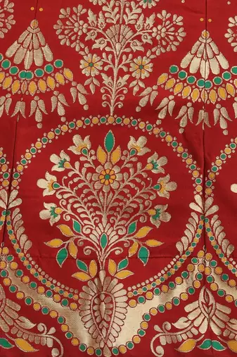 Maroon & Green Ready to Wear Lehenga & Unstitched Blouse With Dupatta
