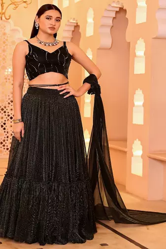 Embellished Sequinned Ready to Wear Lehenga & Unstitched Blouse With Dupatta