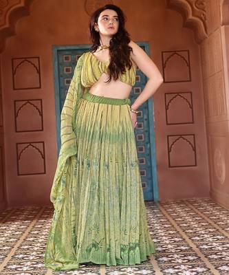 Printed Sequinned Ready to Wear Lehenga & Unstitched Blouse With Dupatta 1