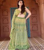 Printed Sequinned Ready to Wear Lehenga & Unstitched Blouse With Dupatta