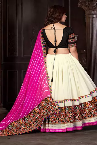 Embroidered Thread Work Semi Stitched Lehenga & Unstitched Blouse With Dupatta