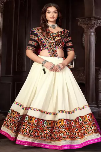 Embroidered Thread Work Semi Stitched Lehenga & Unstitched Blouse With Dupatta