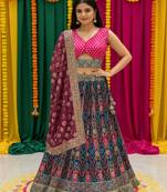 Embellished  V Neck Flared Lehenga Choli