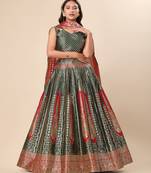Woven Design Ready to Wear Lehenga & Unstitched Blouse With Dupatta