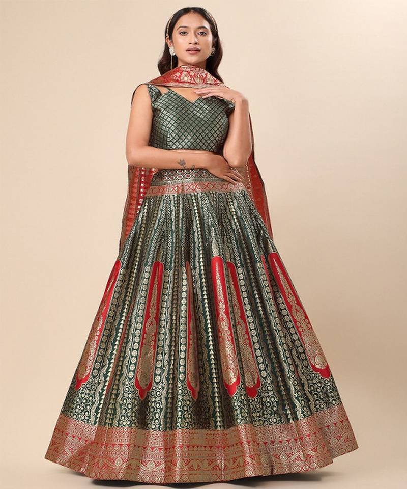 Woven Design Ready to Wear Lehenga & Unstitched Blouse With Dupatta