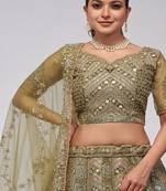 Embroidered Beads and Stones Semi Stitched Lehenga & Unstitched Blouse With Dupatta