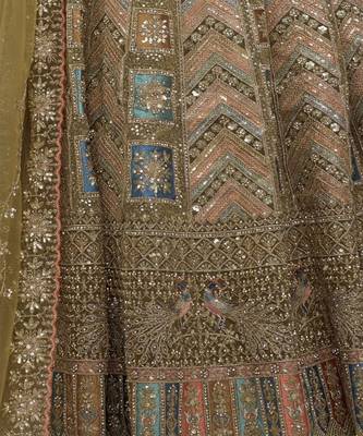 Embroidered Beads and Stones Semi Stitched Lehenga & Unstitched Blouse With Dupatta 3