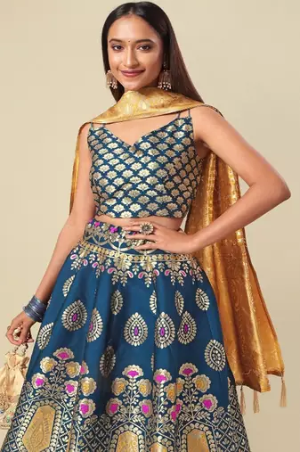 Woven Design Ready to Wear Lehenga & Unstitched Blouse With Dupatta