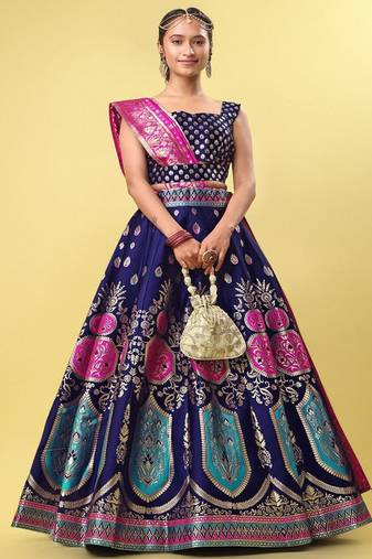 Woven Design Ready to Wear Lehenga & Unstitched Blouse With Dupatta