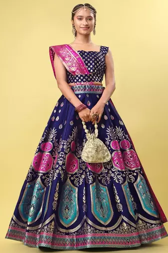 Woven Design Ready to Wear Lehenga & Unstitched Blouse With Dupatta