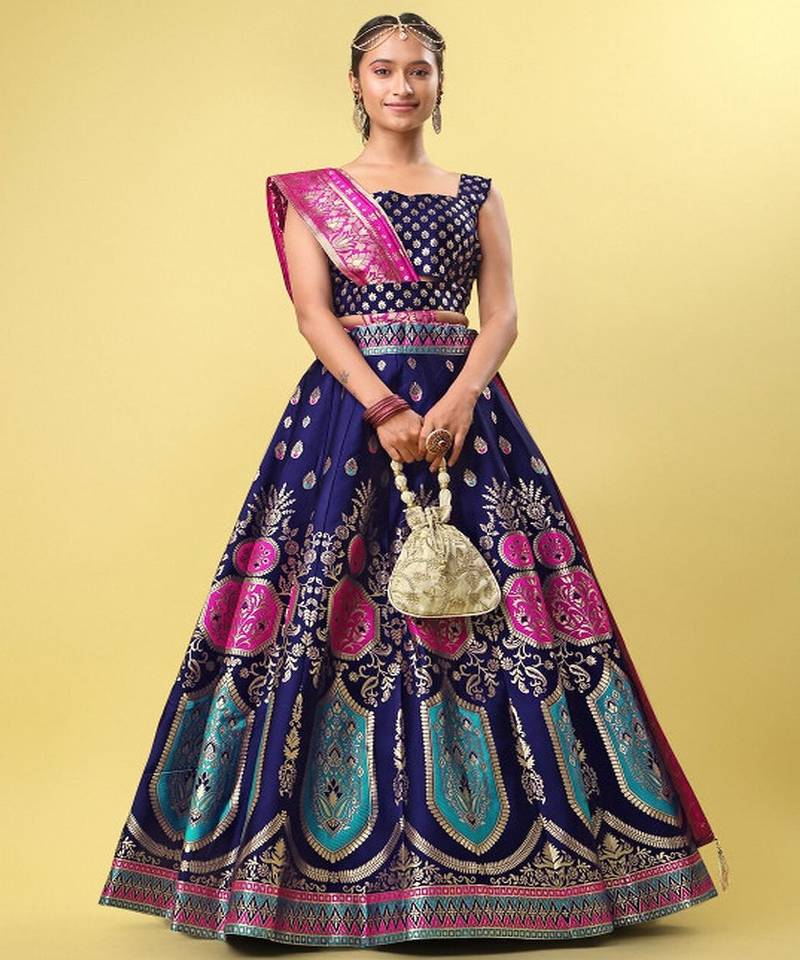 Woven Design Ready to Wear Lehenga & Unstitched Blouse With Dupatta