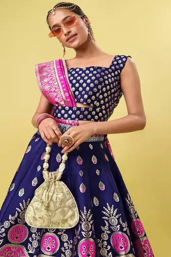 Woven Design Ready to Wear Lehenga & Unstitched Blouse With Dupatta